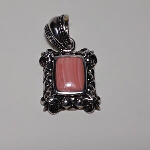 925 Silver Pink Agate Pendant